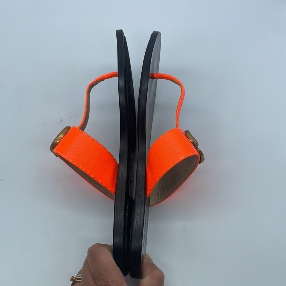 Gucci Orange leather Marmont GG thong sandals 37.5 - Picture 5 of 9